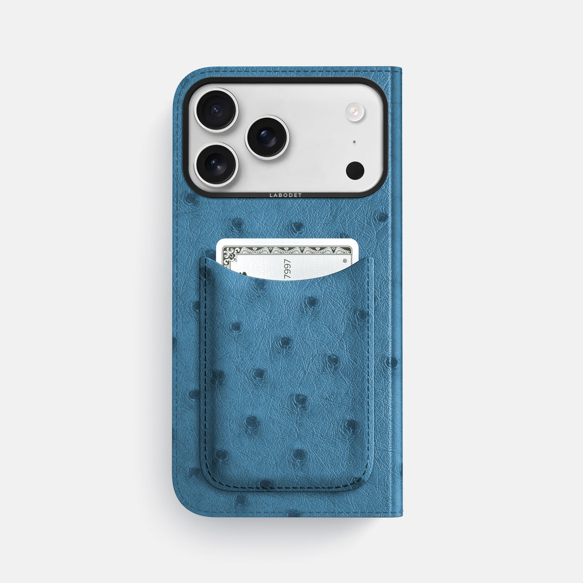 Folio Case with Card For iPhone 17 Pro Max In Ostrich -3 | Blue-Jeans-Black