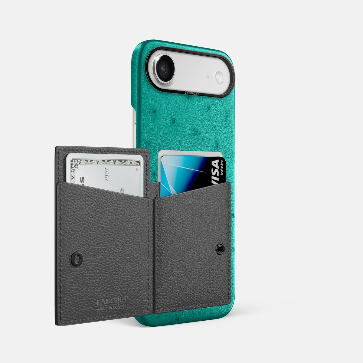 Bi-Fold Case For iPhone 17 Air In Ostrich -2 | Turquoise-Black