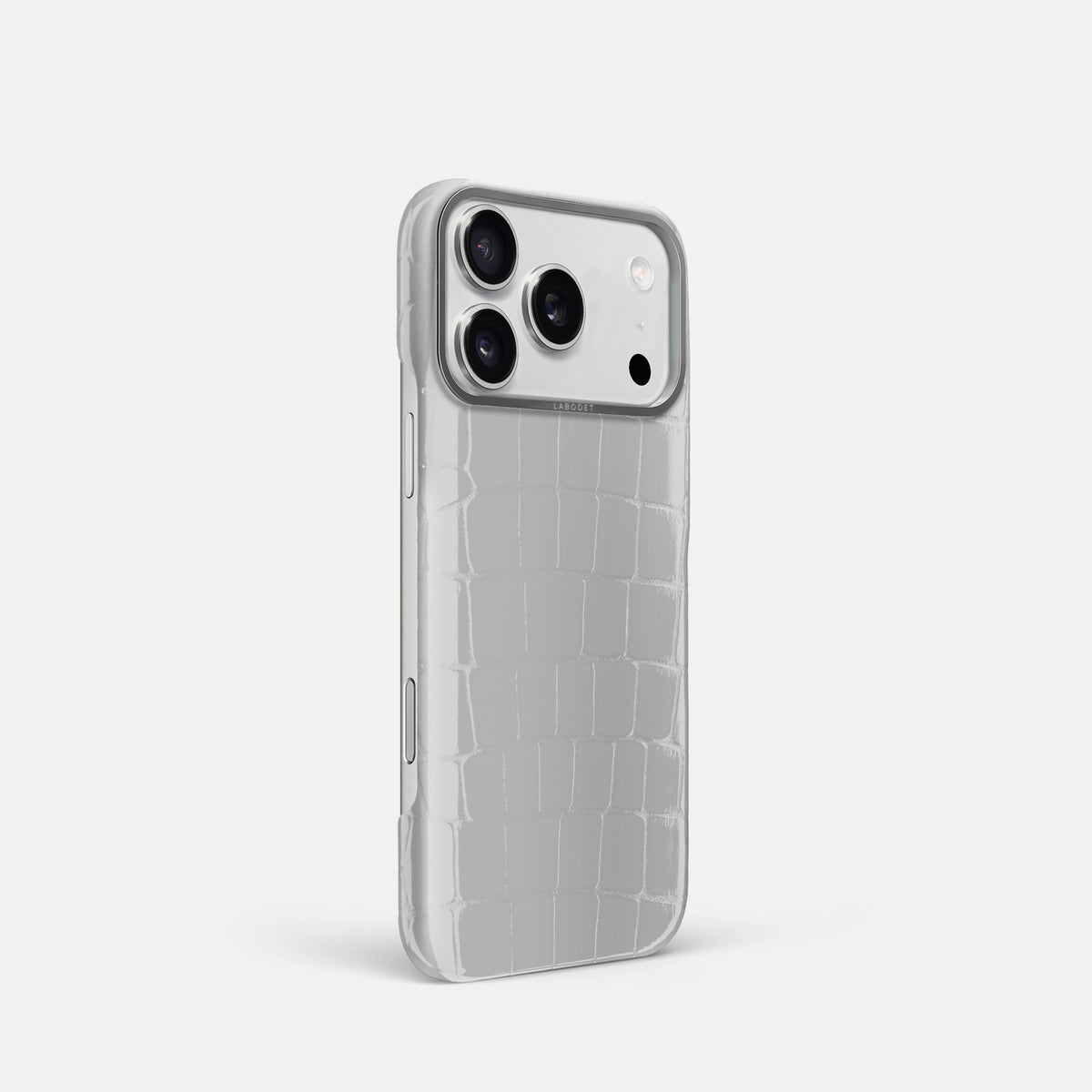 Classic Case For iPhone 17 Pro In Shiny Alligator -2 | White-Steel