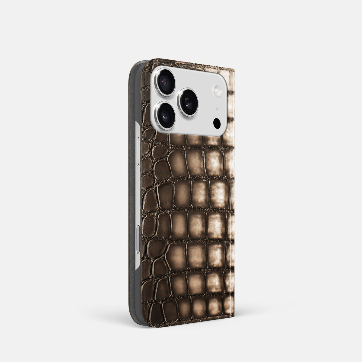 Folio Slim Case For iPhone 18 Pro In Patina Alligator -1 | Etoupe