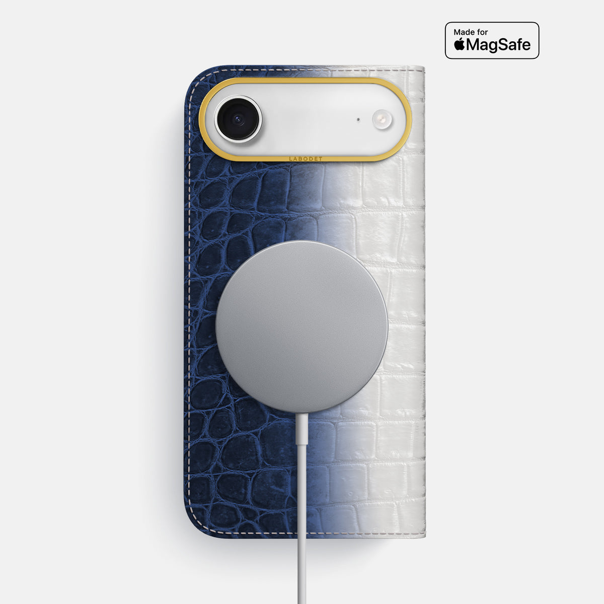 Folio Case For iPhone 17 Air In Himalayan Crocodile -3 | Navy-Blue-Gold