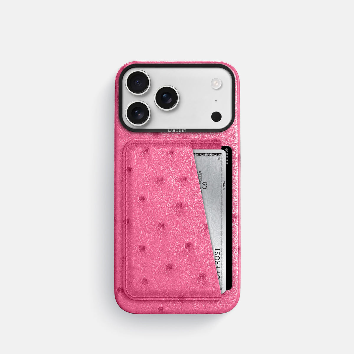 Double Card Case For iPhone 17 Pro In Ostrich -1 | Pink-Black