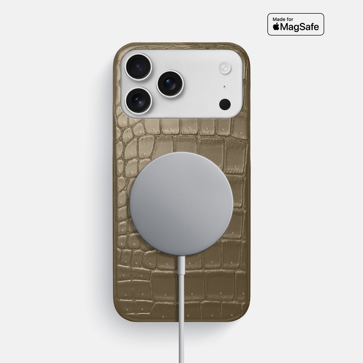 Slim Case For iPhone 18 Pro Max In Porosus Crocodile -5 | Kaki-Green