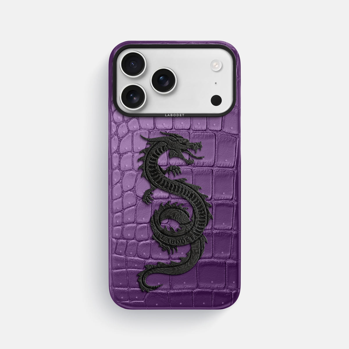 Classic Case With Carbon Dragon For iPhone 17 Pro Max In Porosus Crocodile -1 | Purple-Black