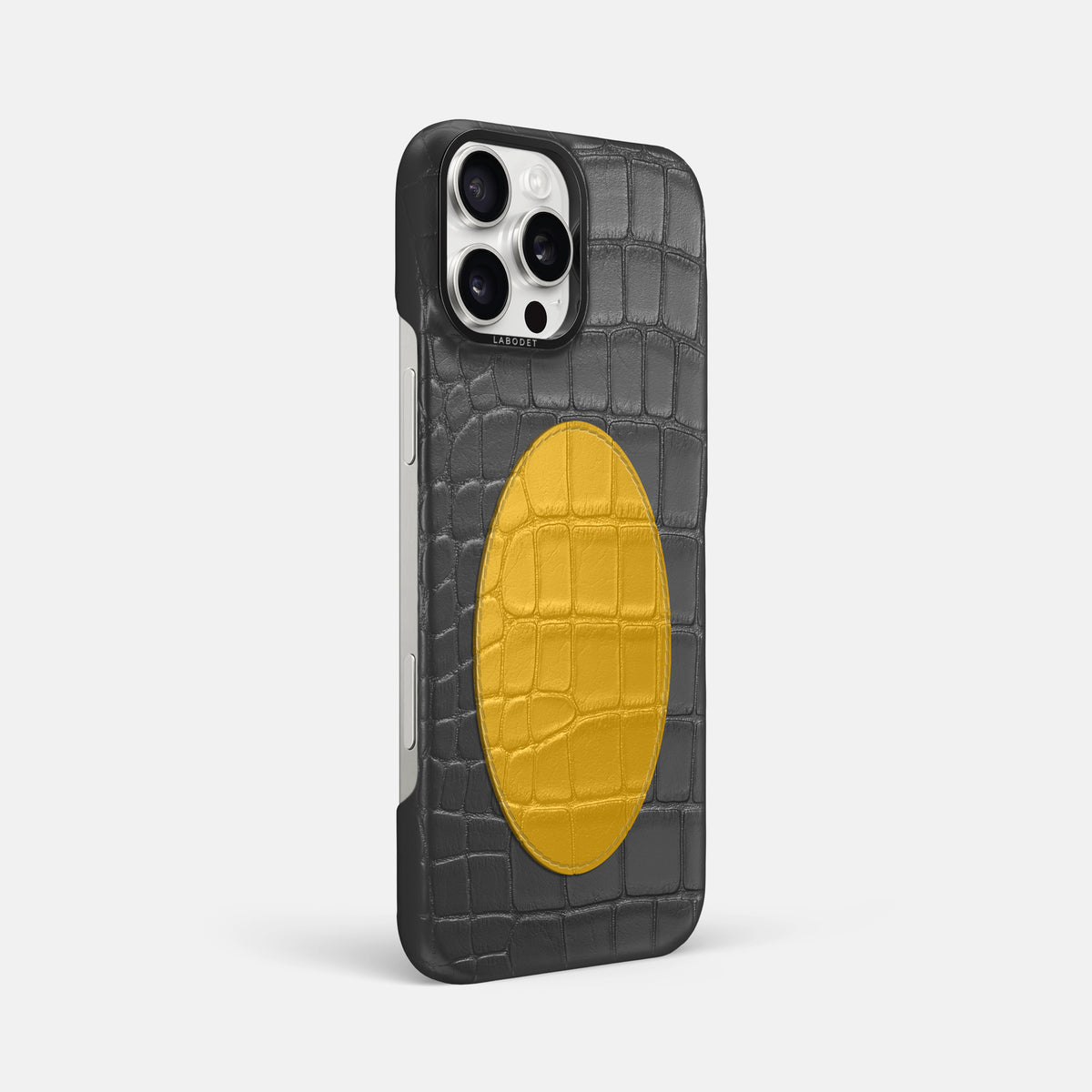 Classic Case With Oval For iPhone 16 Pro Max In Alligator -2 | Grey-Black