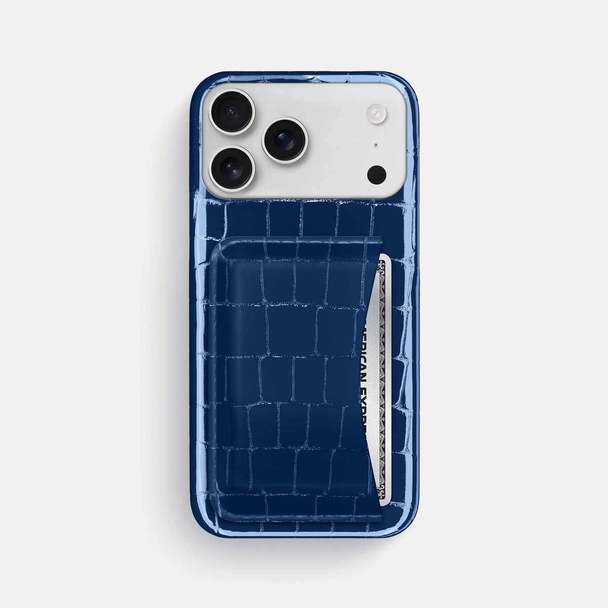 Slim Card Case For iPhone 18 Pro Max In Shiny Alligator -1 | Mediterranean