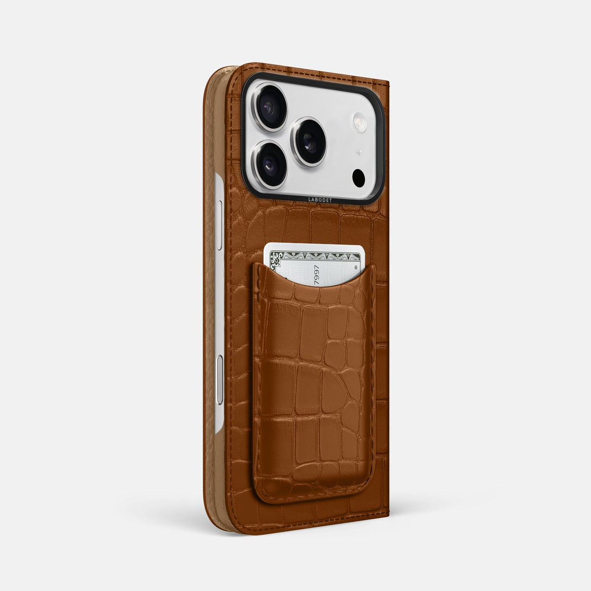 Folio Case with Card For iPhone 18 Pro Max In Alligator -1 | Honey-Black
