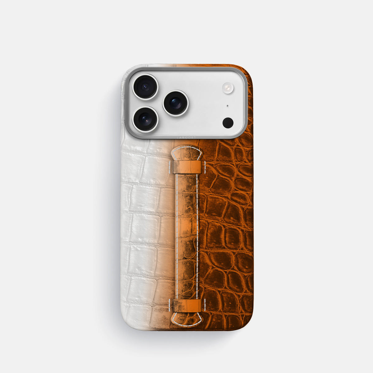 Center Handle For iPhone 17 Pro In Himalayan Crocodile -2 | Orange-Steel