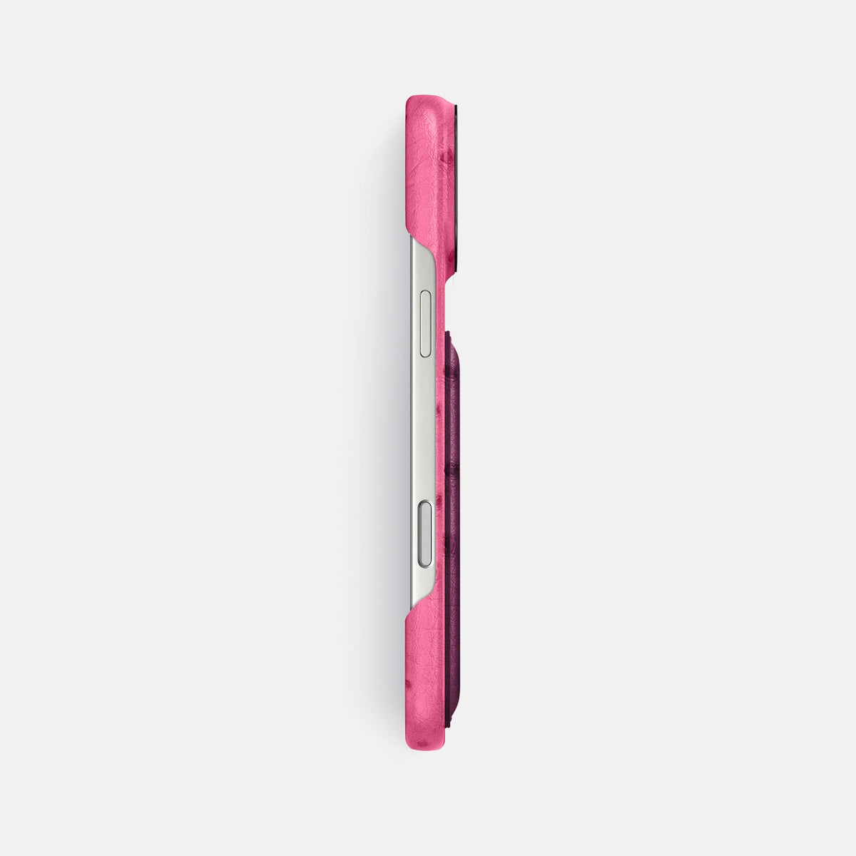 Double Card Case Coloré For iPhone 18 Pro Max In Ostrich -3 | Pink-Black