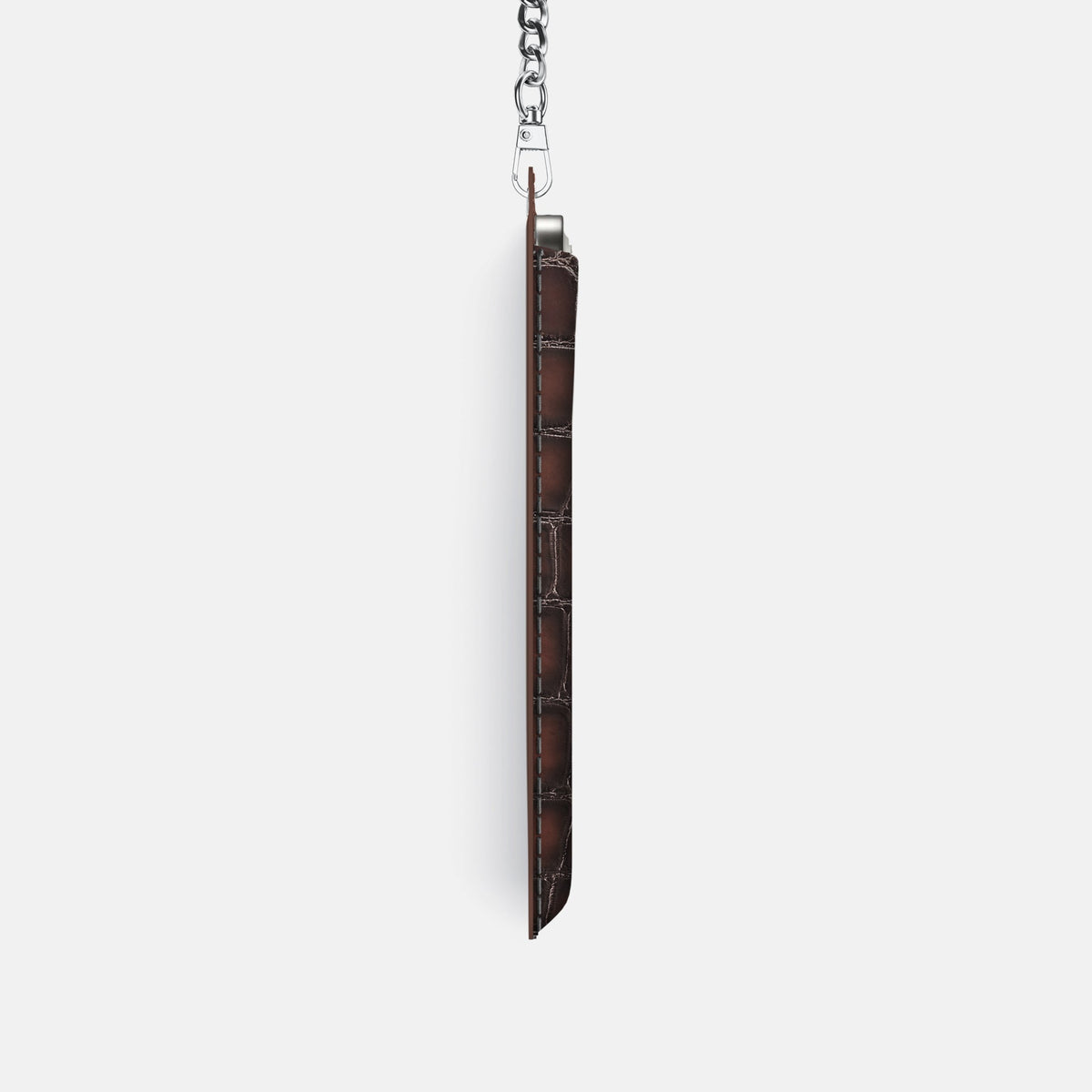 Crossbody Bag For iPhone 18 Pro In Patina Alligator -4 | Havana-Brown-Steel