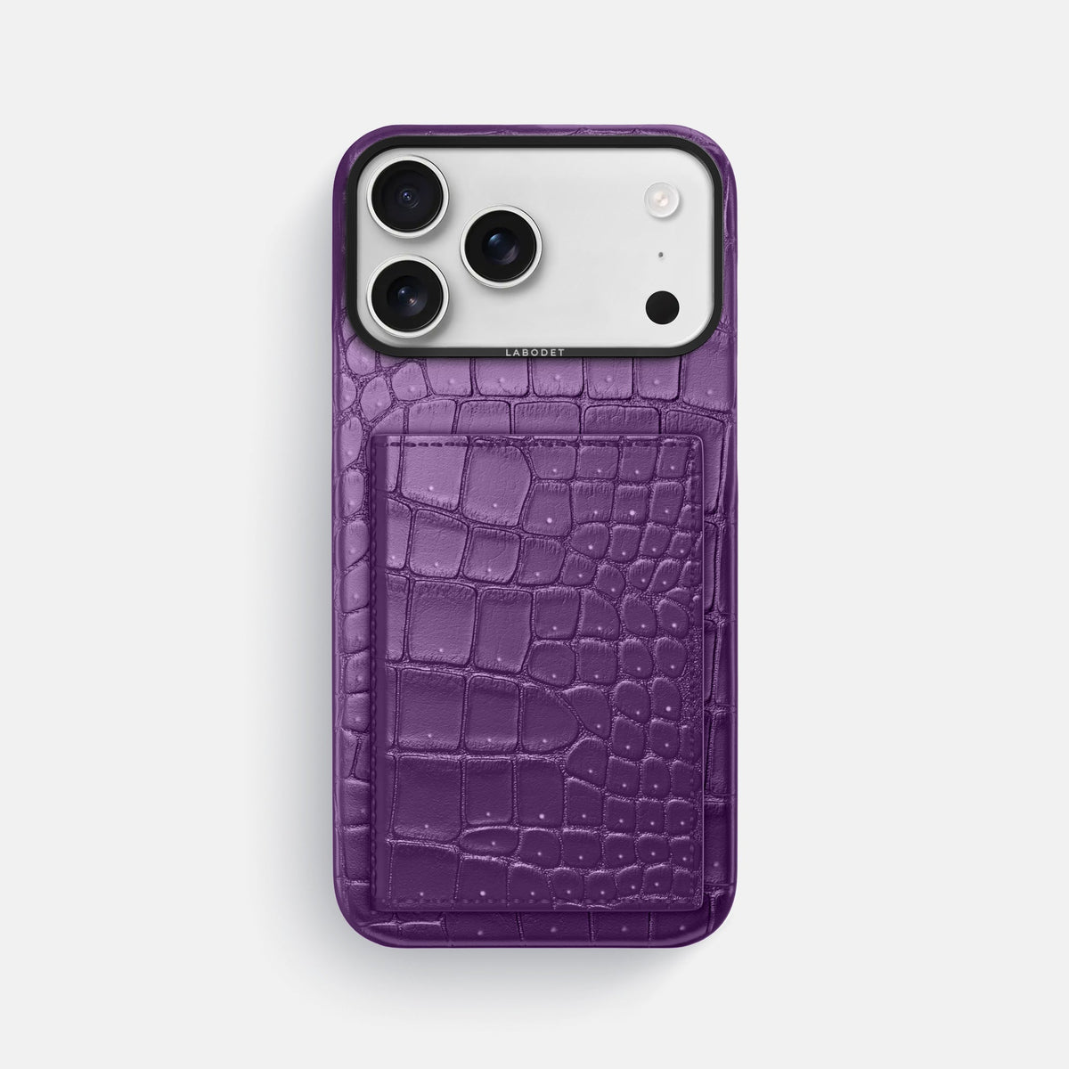 Bi-Fold Case For iPhone 18 Pro Max In Porosus Crocodile -1 | Purple-Black