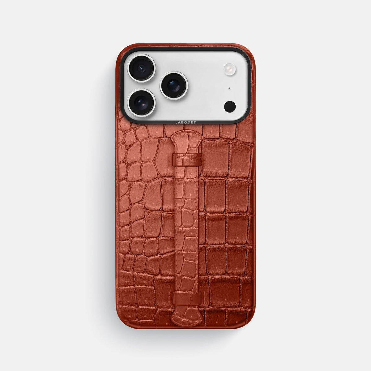 Center Handle For iPhone 18 Pro Max In Porosus Crocodile -1 | Nuts-Black