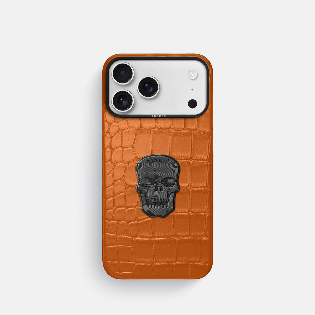 Classic Case With Carbon Skull For iPhone 17 Pro In Alligator -1 | Orange-Black