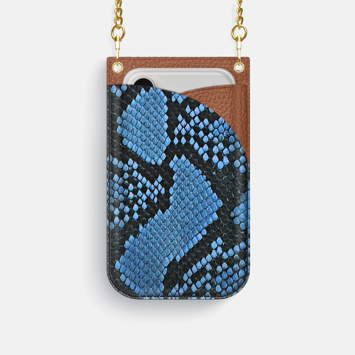 Crossbody Bag For iPhone 18 Pro In Deluxe Python -1 | Blue-Jeans-Gold