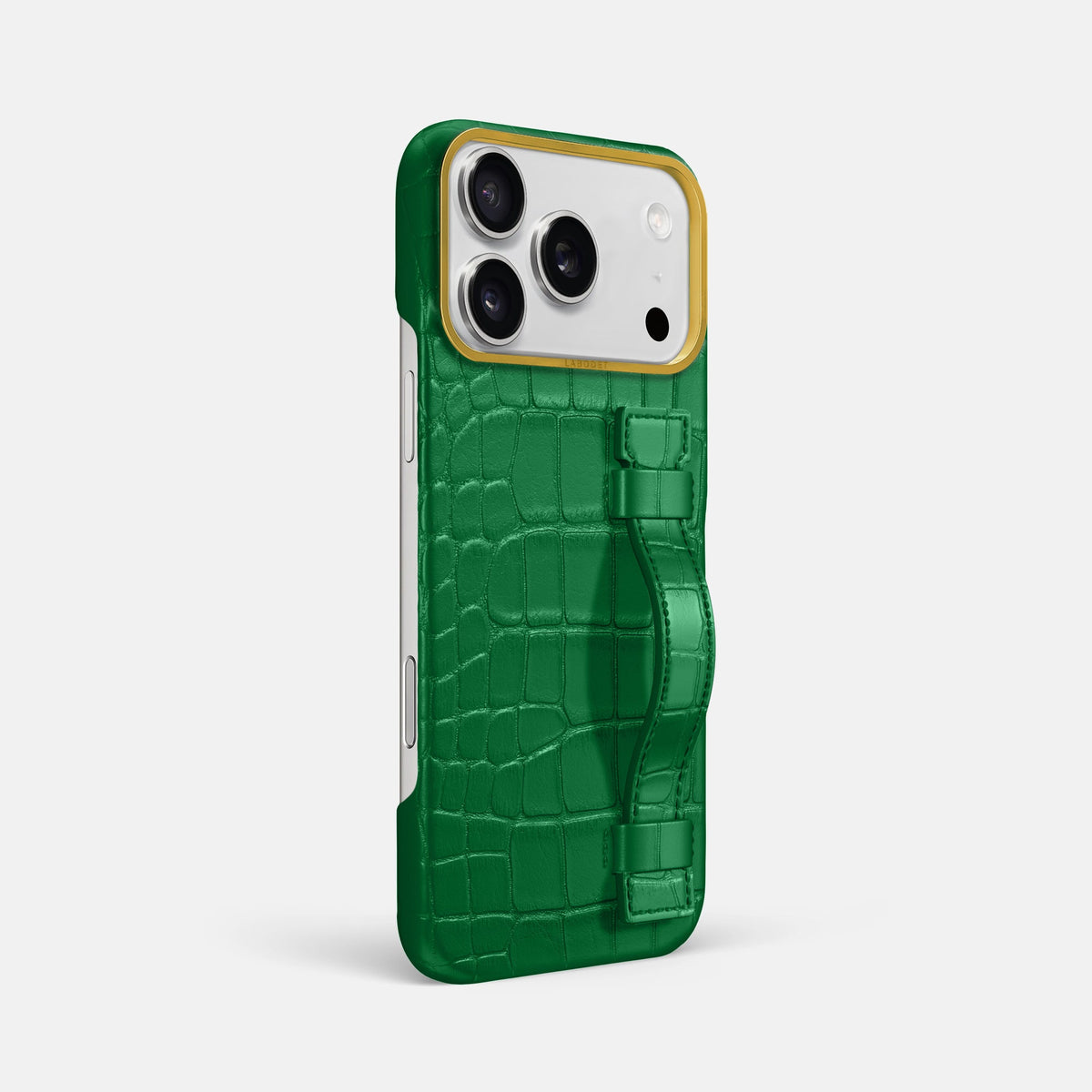 Handle Case For iPhone 18 Pro Max In Alligator -2 | Forest-Green-Gold