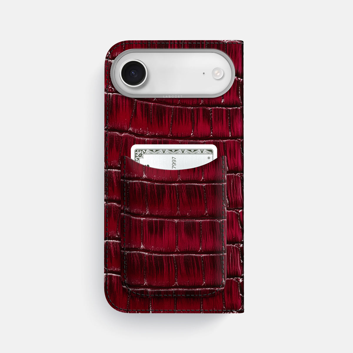 Folio Case with Card For iPhone 17 Air In Patina Alligator -3 | Havana-Burgundy-Steel