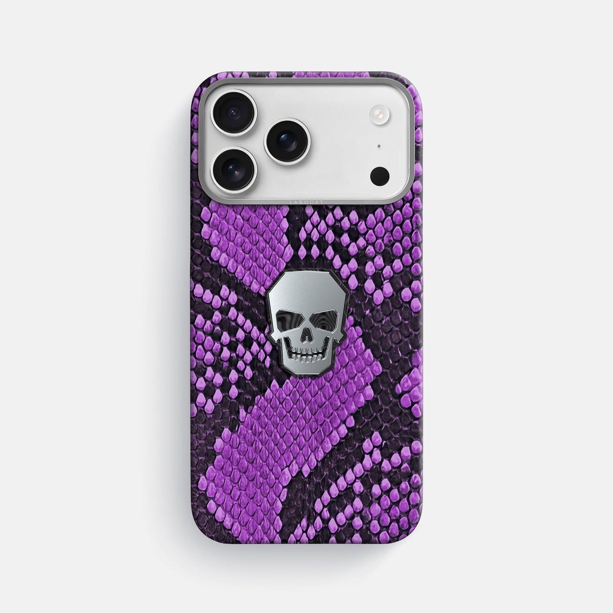 Classic Case With Titanium Skull For iPhone 18 Pro Max In Deluxe Python -1 | Purple-Steel