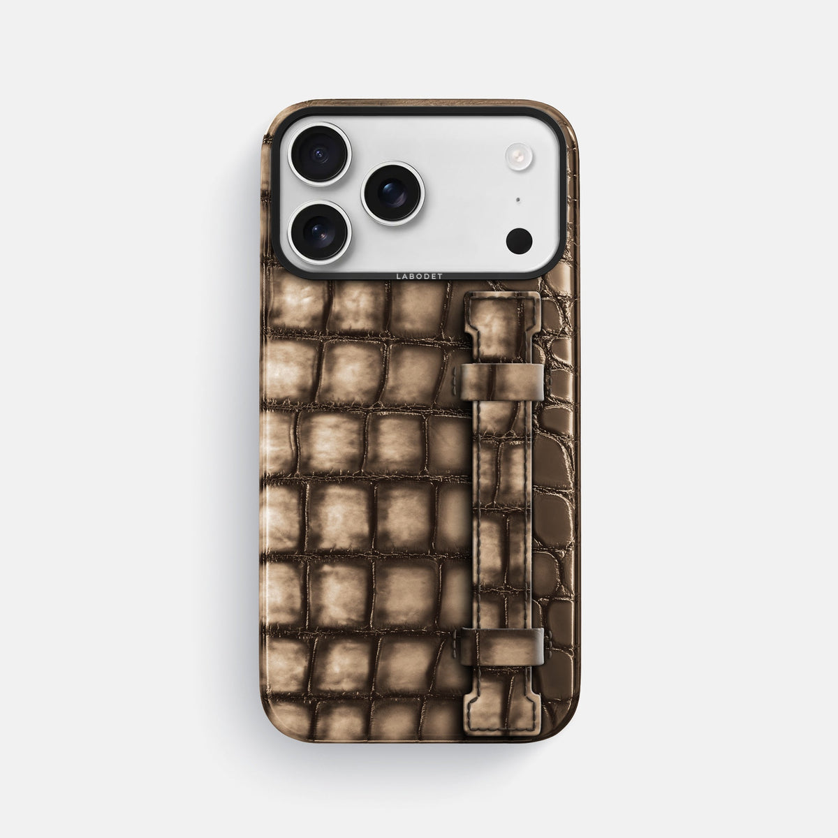 Handle Case For iPhone 18 Pro Max In Patina Alligator -1 | Etoupe-Black