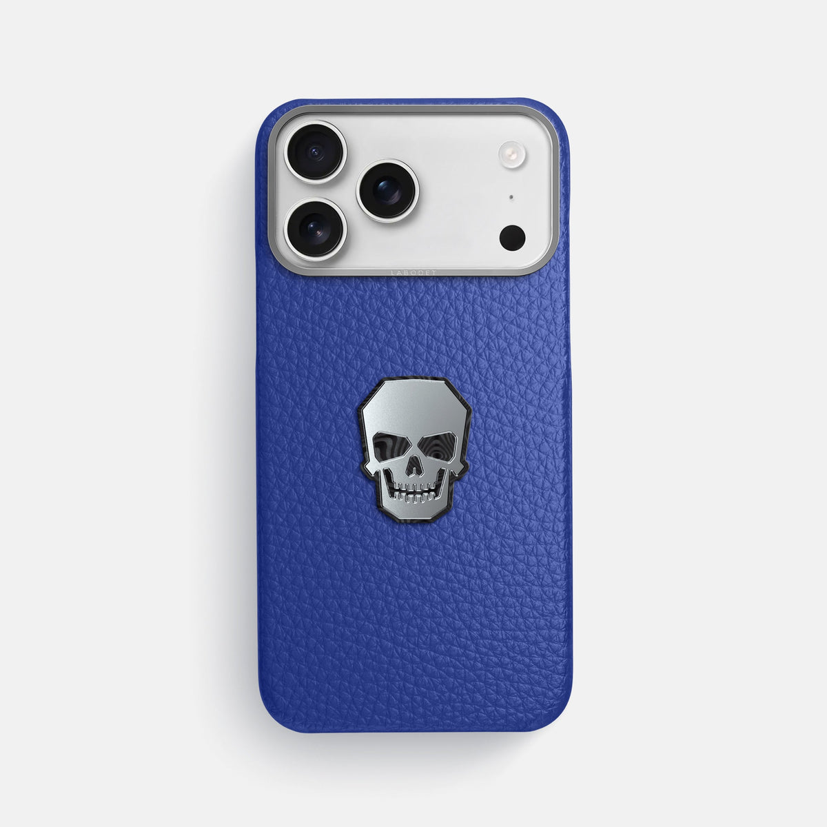 Classic Case With Titanium Skull For iPhone 18 Pro Max In Calf -1 | Royal-Blue-Steel