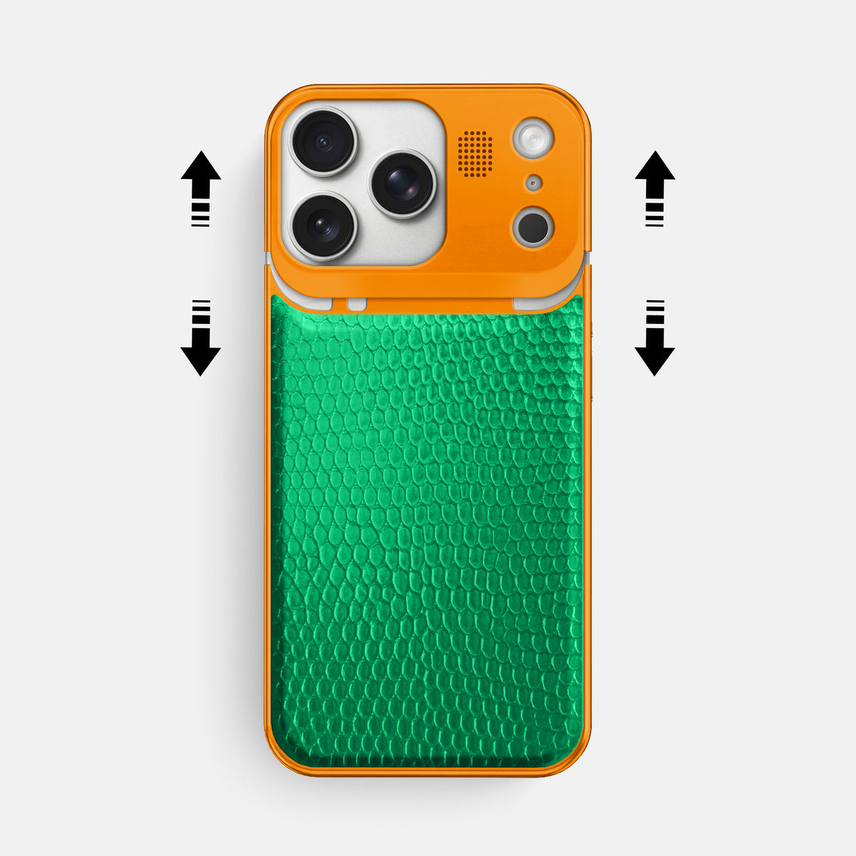 Metal Case For iPhone 17 Pro Max In Lizard -2 | Apple-Green-Orange
