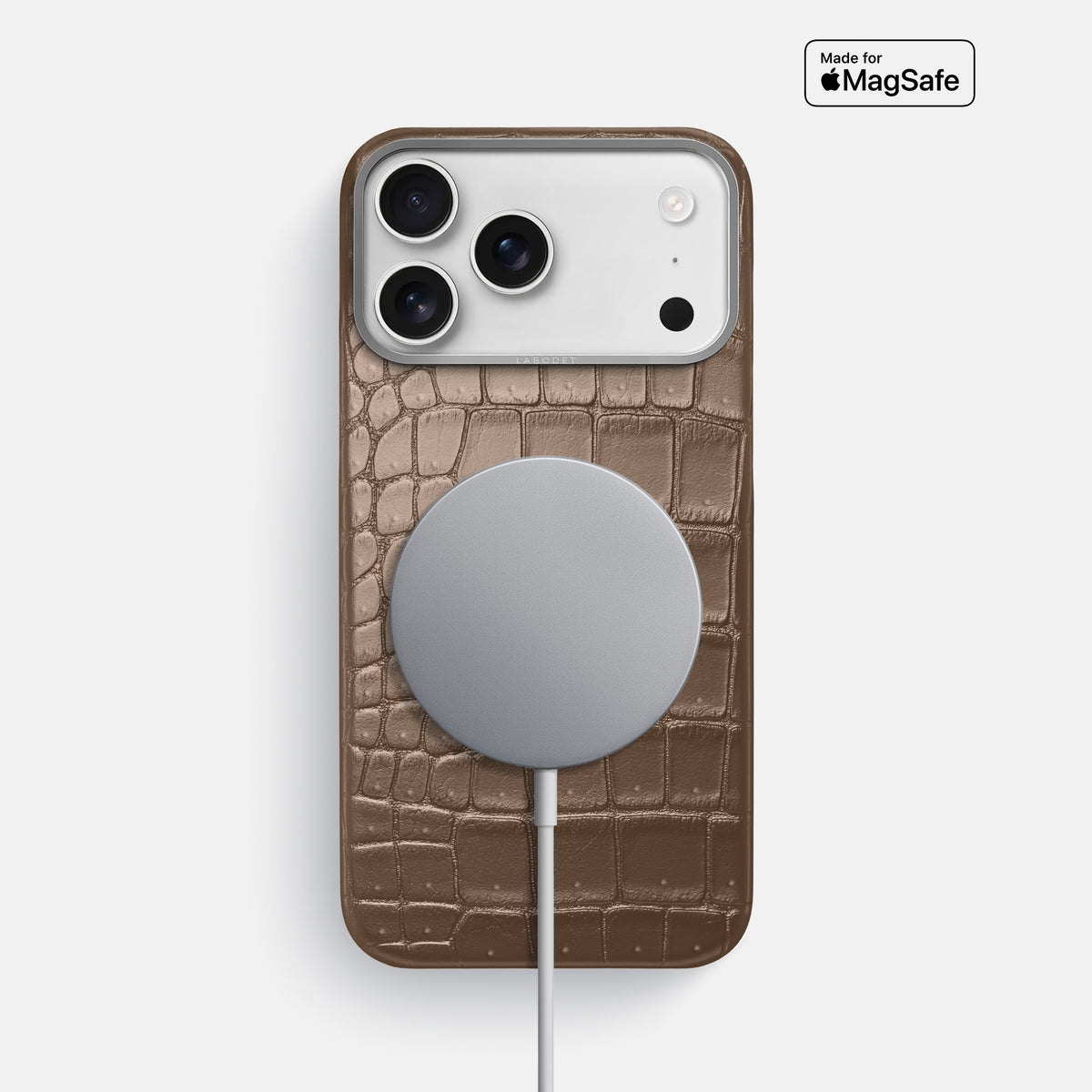 Classic Case For iPhone 17 Pro Max In Porosus Crocodile -5 | Fur-Brown-Steel