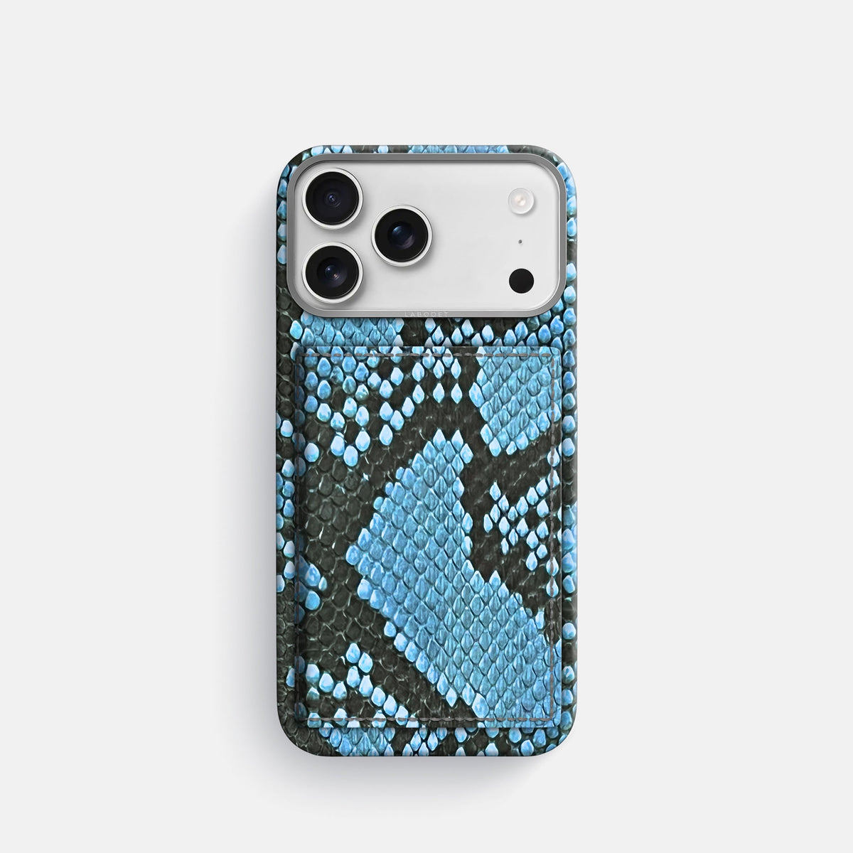 Bi-Fold Case For iPhone 18 Pro In Deluxe Python -1 | Pacific-Blue-Steel