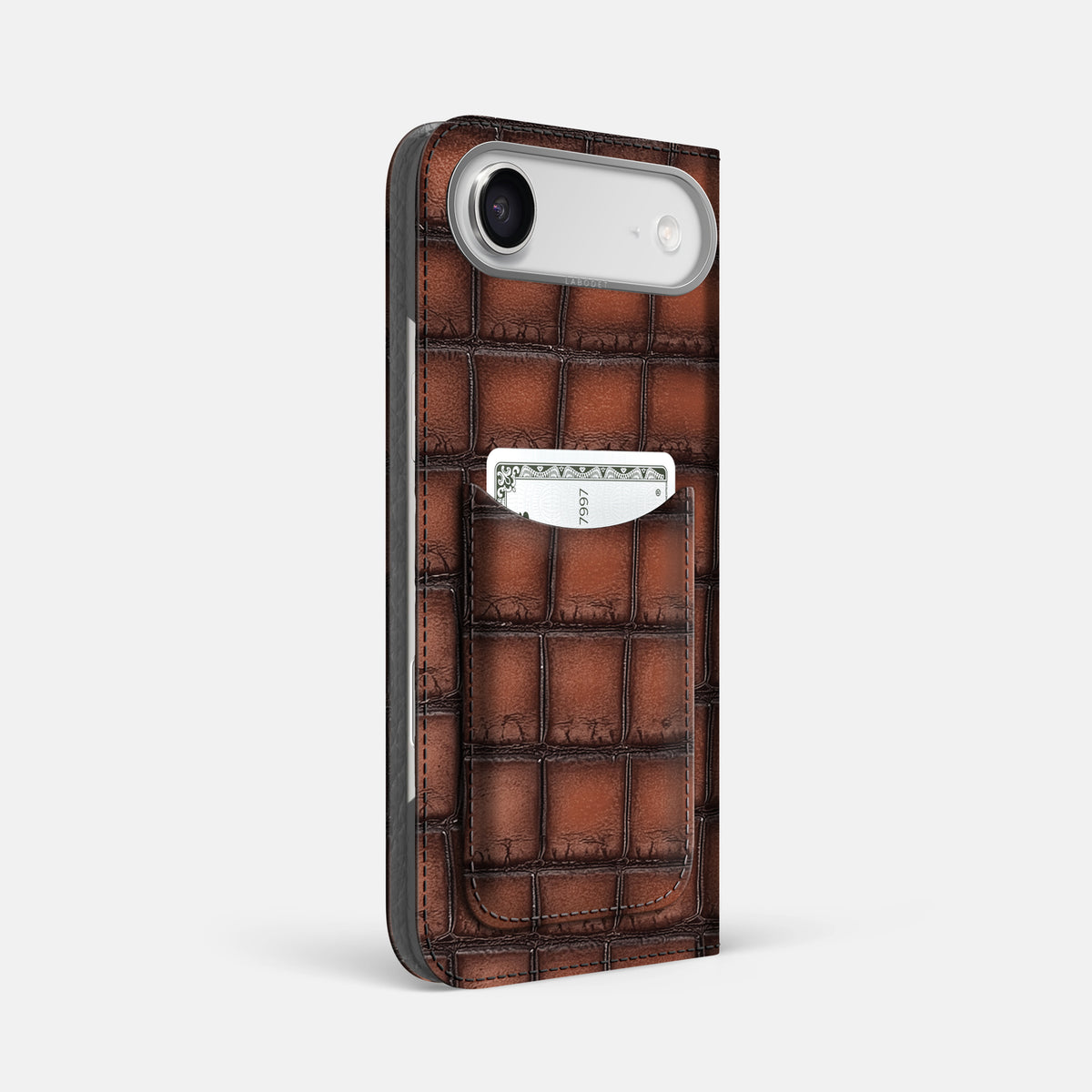 Folio Case with Card For iPhone 17 Air In Patina Alligator -1 | Baobab-Steel