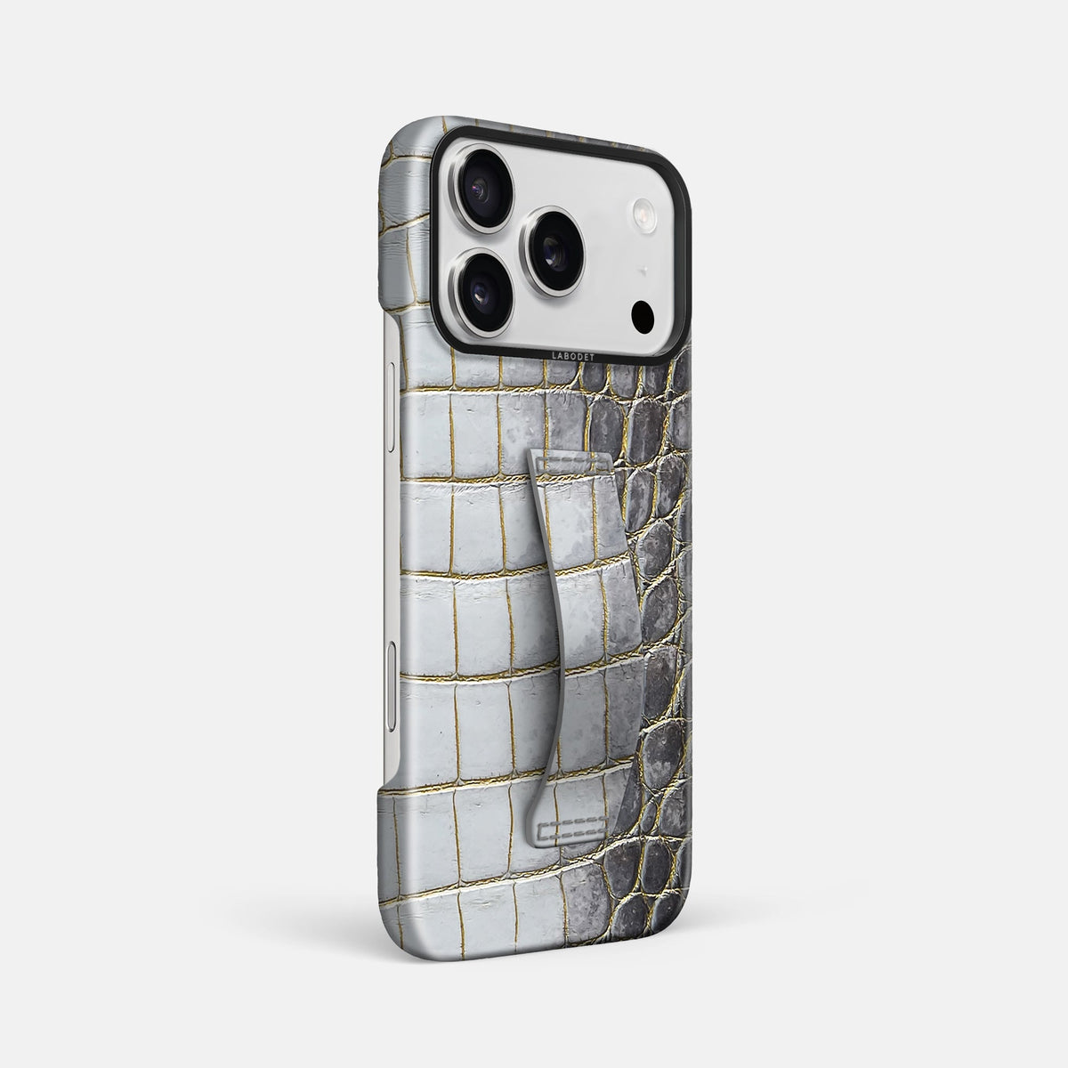 Finger Case For iPhone 18 Pro Max In Himalayan Crocodile -2 | Gold-Black