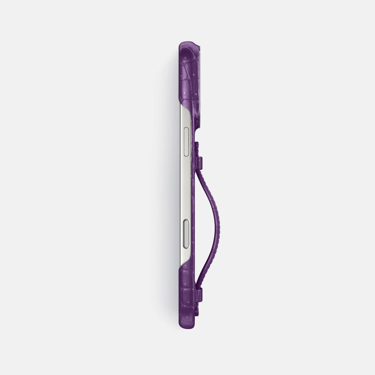 Center Handle For iPhone 18 Pro Max In Porosus Crocodile -2 | Purple-Steel