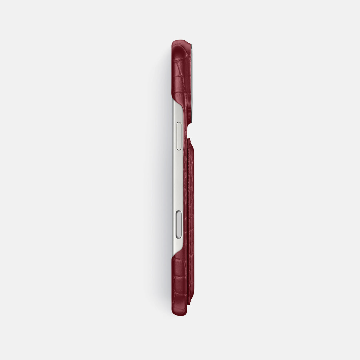 Double Card Case For iPhone 17 Pro Max In Alligator -3 | Burgundy-Steel