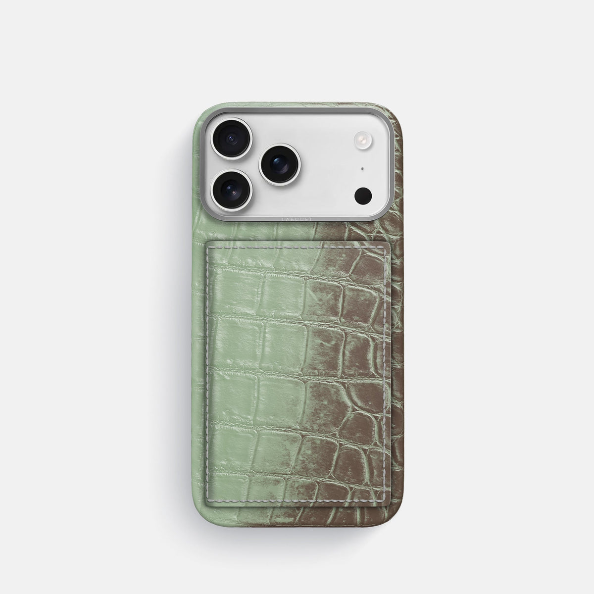 Bi-Fold Case For iPhone 18 Pro In Himalayan Crocodile -1 | Pistachio-Steel