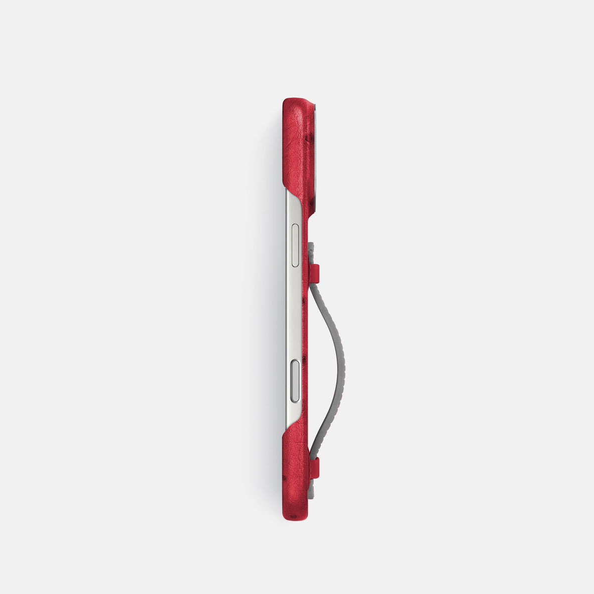 Center Handle Coloré For iPhone 18 Pro In Ostrich -2 | Red-Steel