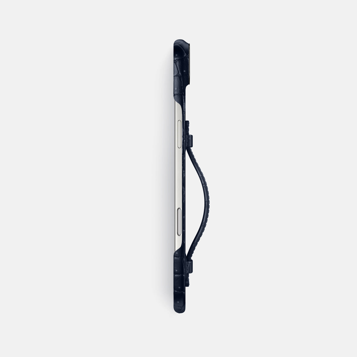 Center Handle For iPhone 17 Air In Porosus Crocodile -2 | Deep-Blue-Sea-Black