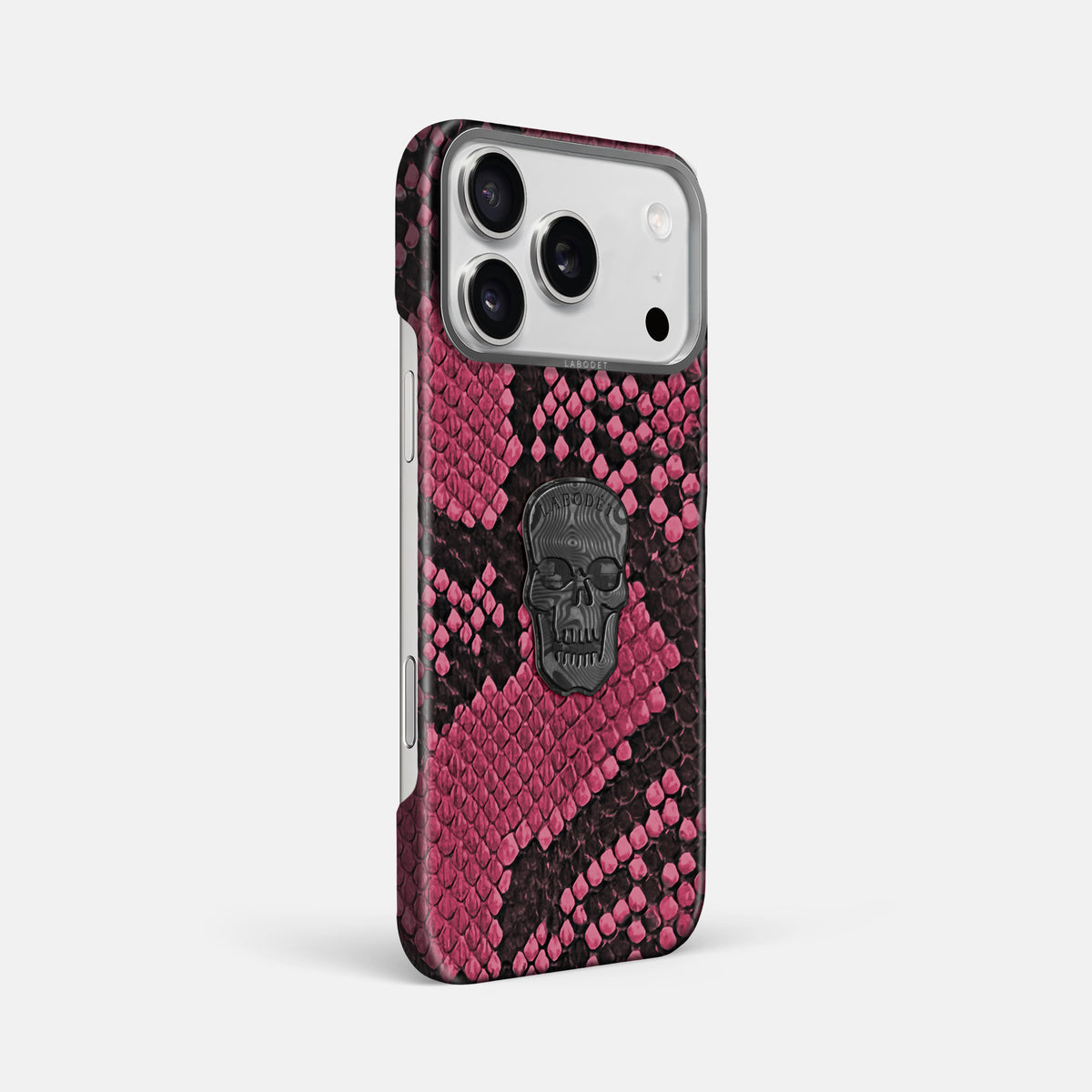 Classic Case With Carbon Skull For iPhone 17 Pro Max In Deluxe Python -2 | Burgundy-Steel