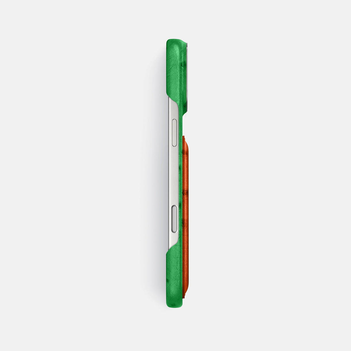 Double Card Case Coloré For iPhone 18 Pro Max In Ostrich -3 | Kentucky-Green-Steel