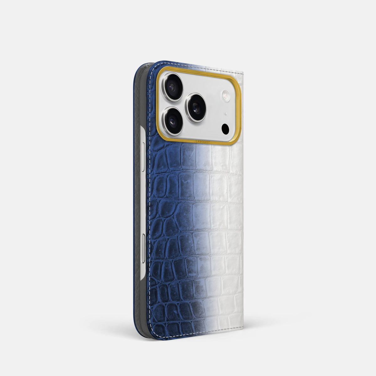 Folio Case For iPhone 18 Pro In Himalayan Crocodile -1 | Navy-Blue-Gold