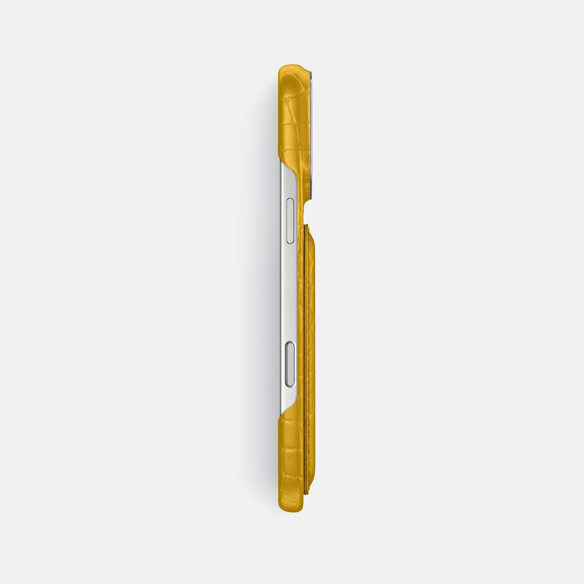 Double Card Case For iPhone 17 Pro Max In Alligator -3 | Yellow-Steel