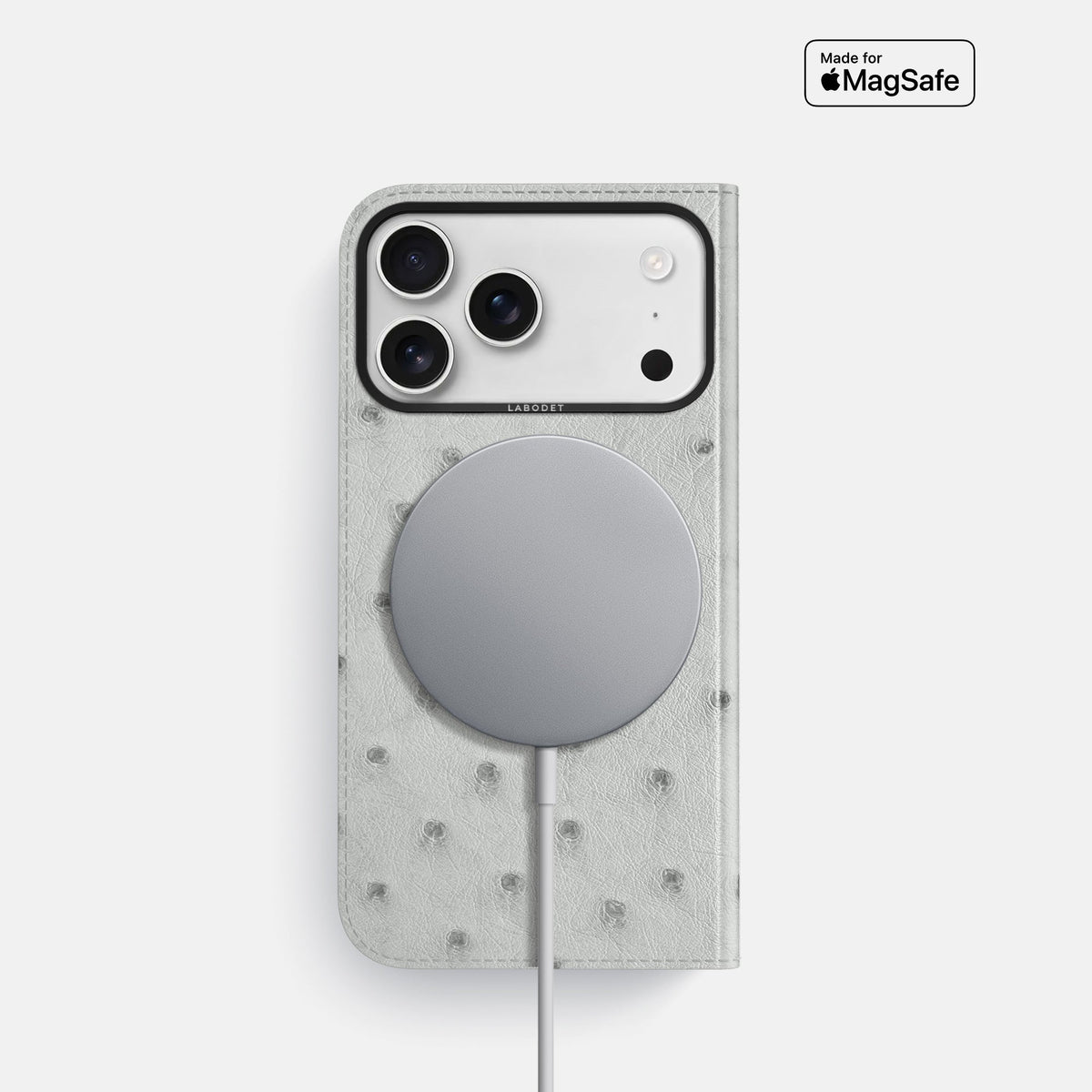 Folio Case For iPhone 18 Pro In Ostrich -3 | White-Black