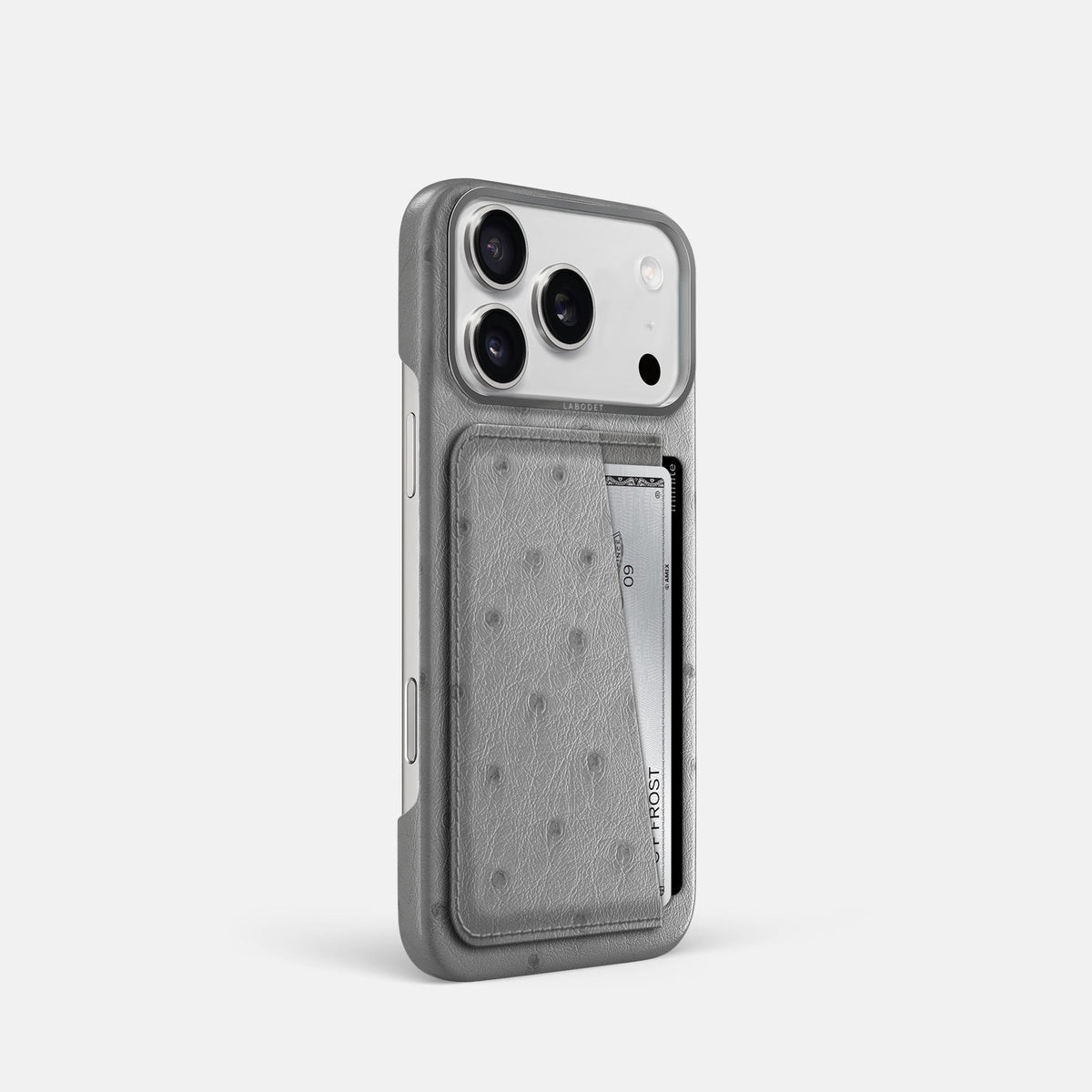 Double Card Case For iPhone 18 Pro In Ostrich -2 | Silver-Steel