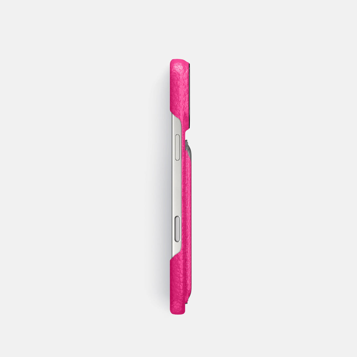 Double Card Case For iPhone 18 Pro In Calf -3 | Magenta-Black