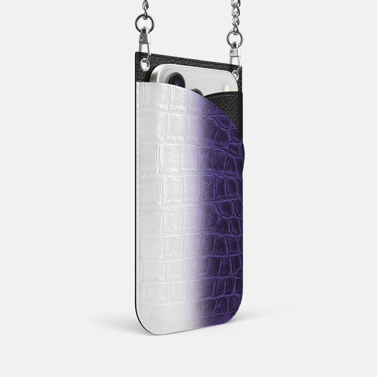 Crossbody Bag For iPhone 17 Pro In Himalayan Crocodile -2 | Purple-Steel