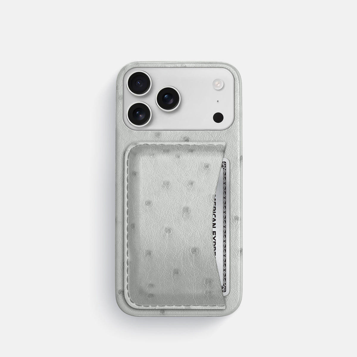 Slim Card Case For iPhone 17 Pro In Ostrich -1 | White
