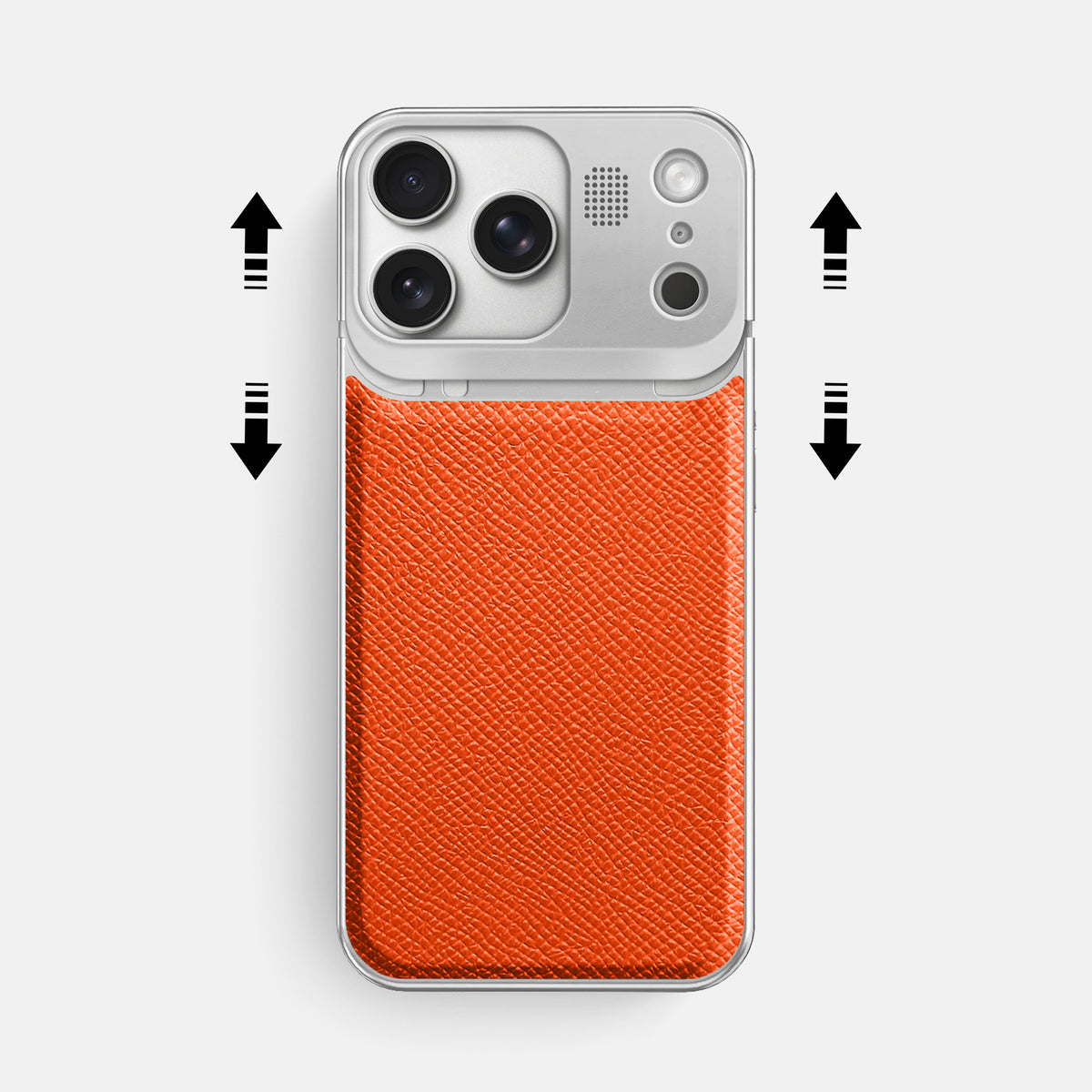 Metal Case For iPhone 17 Pro Max In Epsom-Style Calf -2 | Orange-Steel