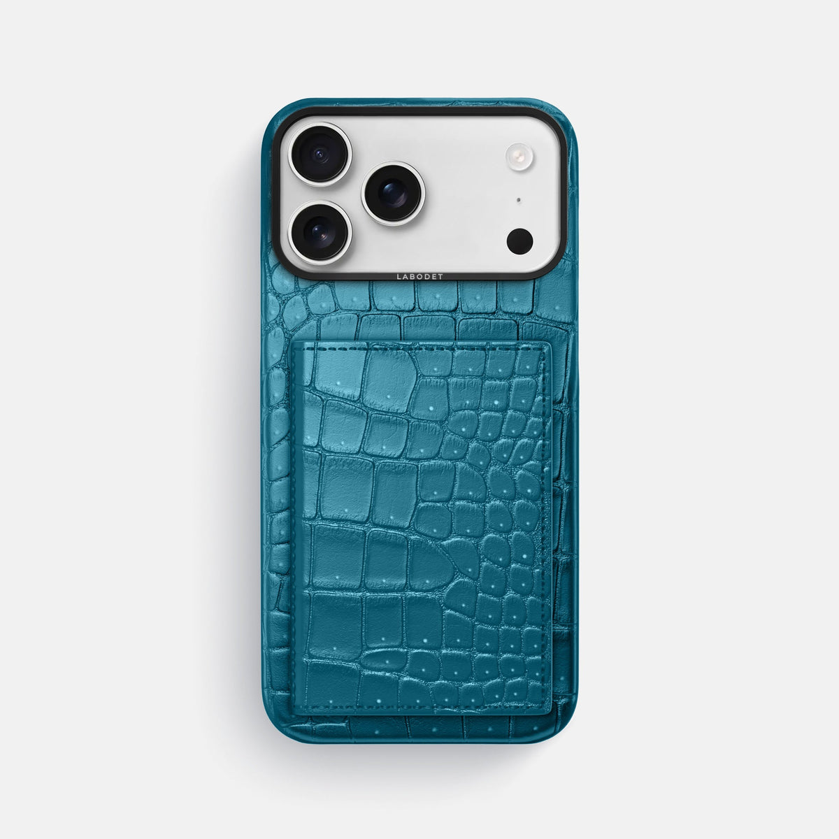 Bi-Fold Case For iPhone 18 Pro Max In Porosus Crocodile -1 | Turquoise-Black