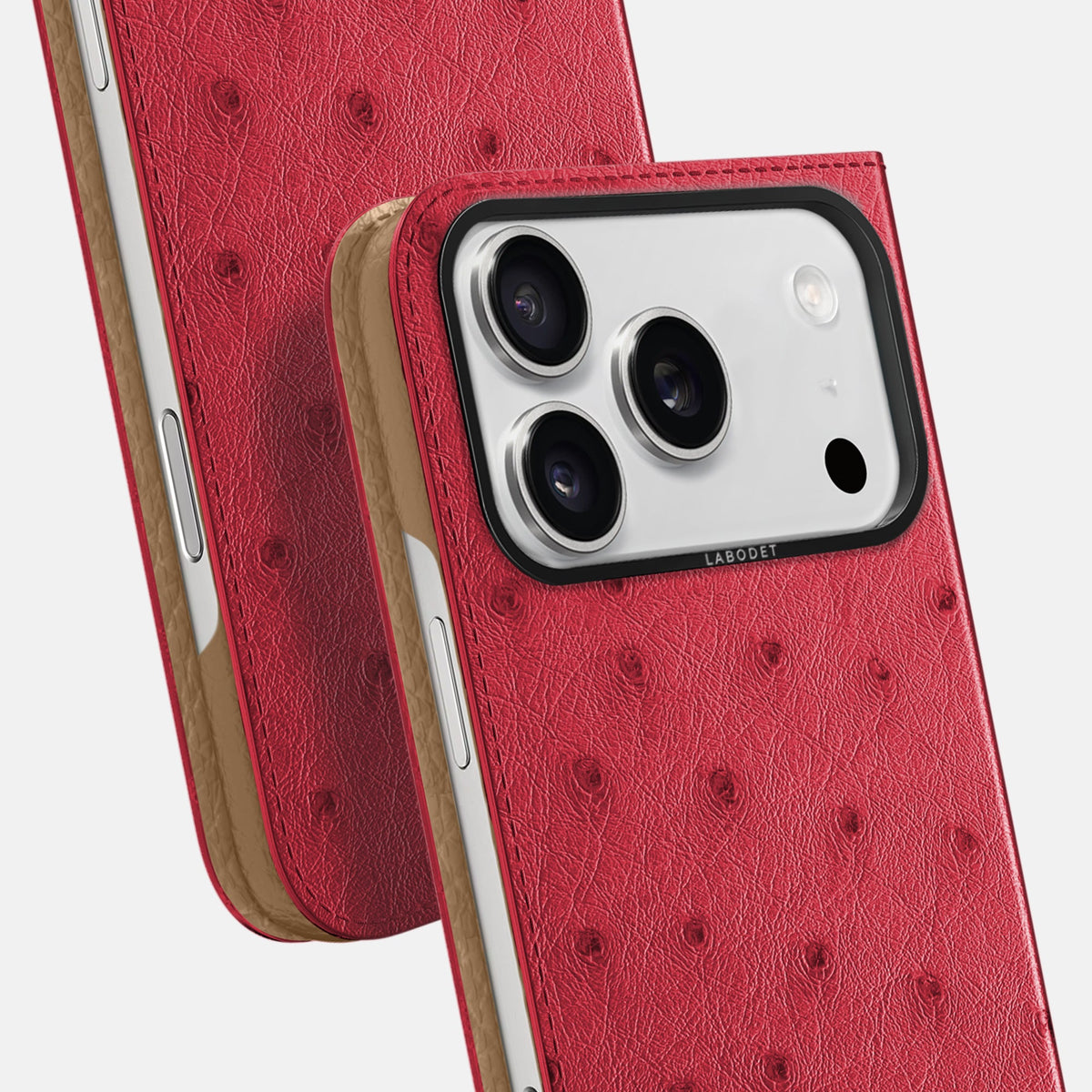 Folio Case For iPhone 18 Pro In Ostrich -5 | Red-Black