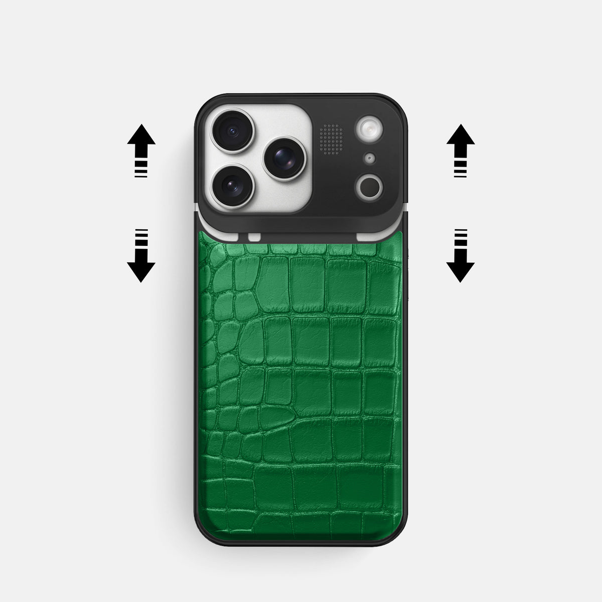 Metal Case For iPhone 17 Pro In Alligator -2 | Forest-Green-Black