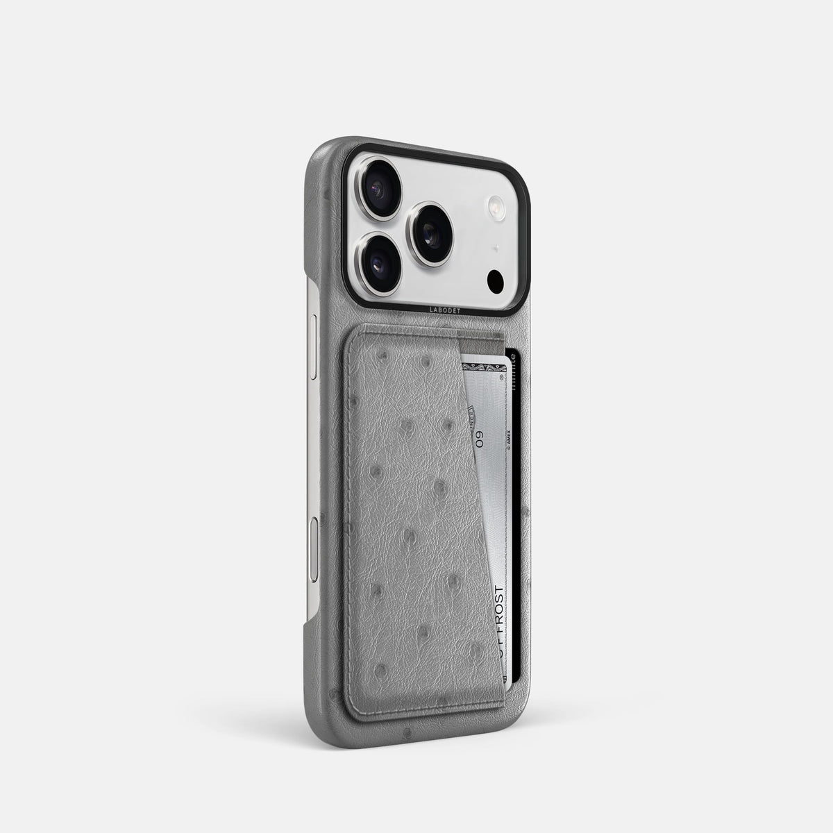 Double Card Case For iPhone 18 Pro In Ostrich -2 | Silver-Black