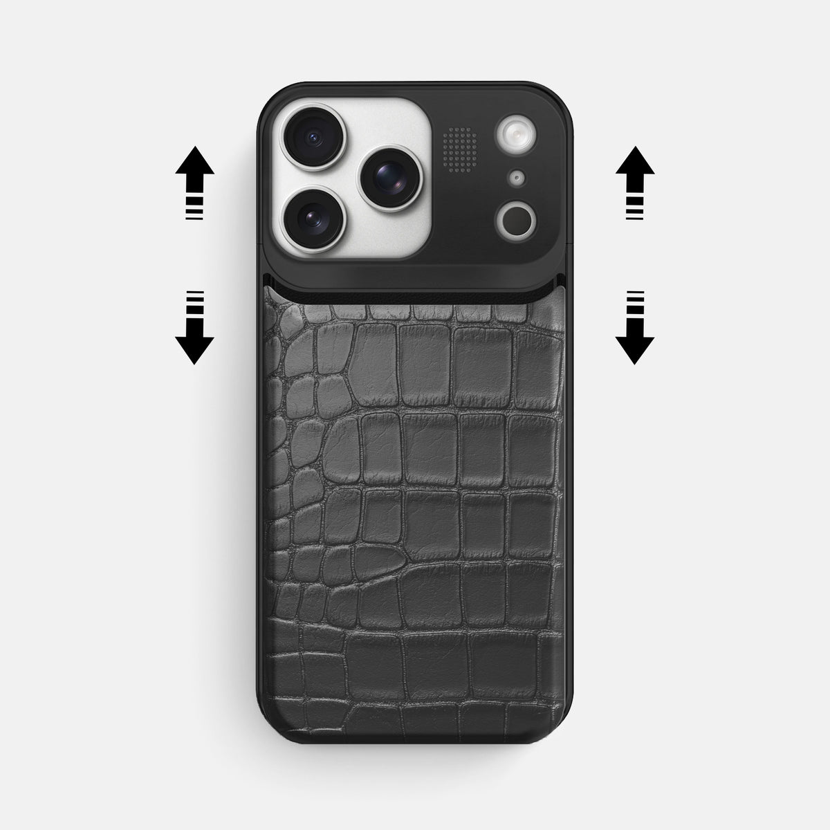 Metal Case For iPhone 17 Pro Max In Alligator -2 | Grey-Black