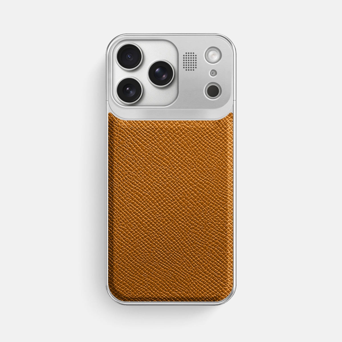 Metal Case For iPhone 17 Pro Max In Epsom-Style Calf -1 | Whiskey-Steel