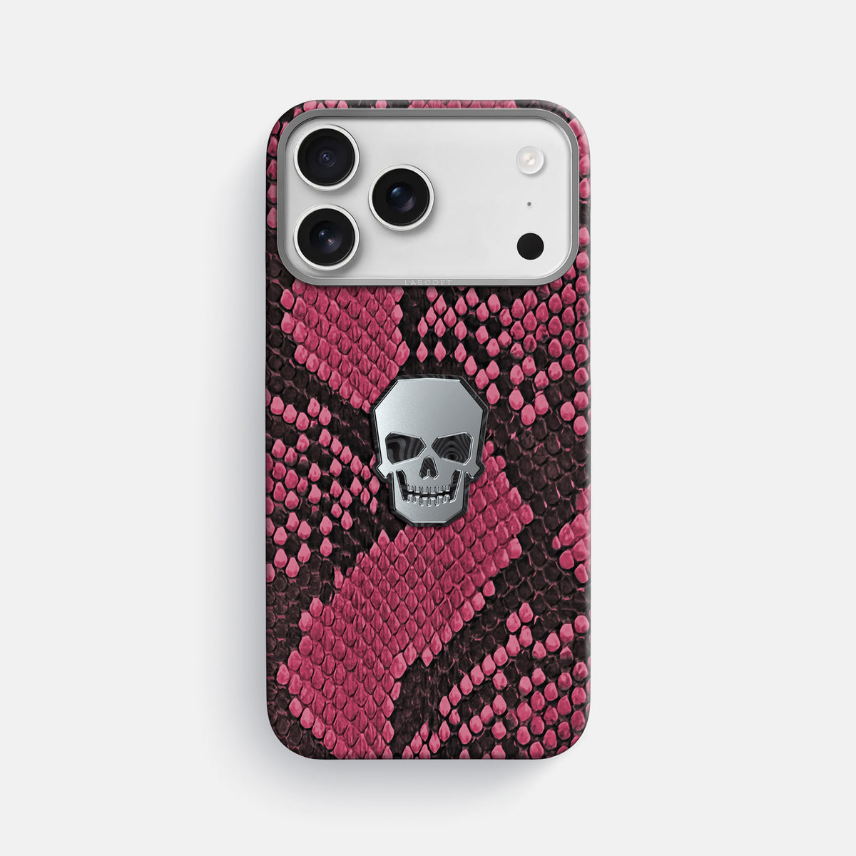 Classic Case With Titanium Skull For iPhone 17 Pro Max In Deluxe Python -1 | Burgundy-Steel
